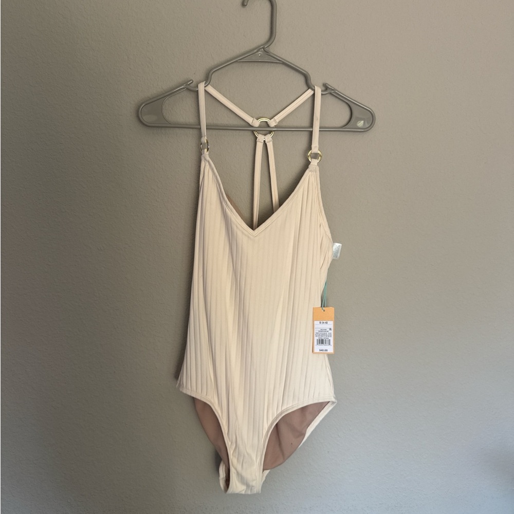 Cream Ribbed Bodysuit